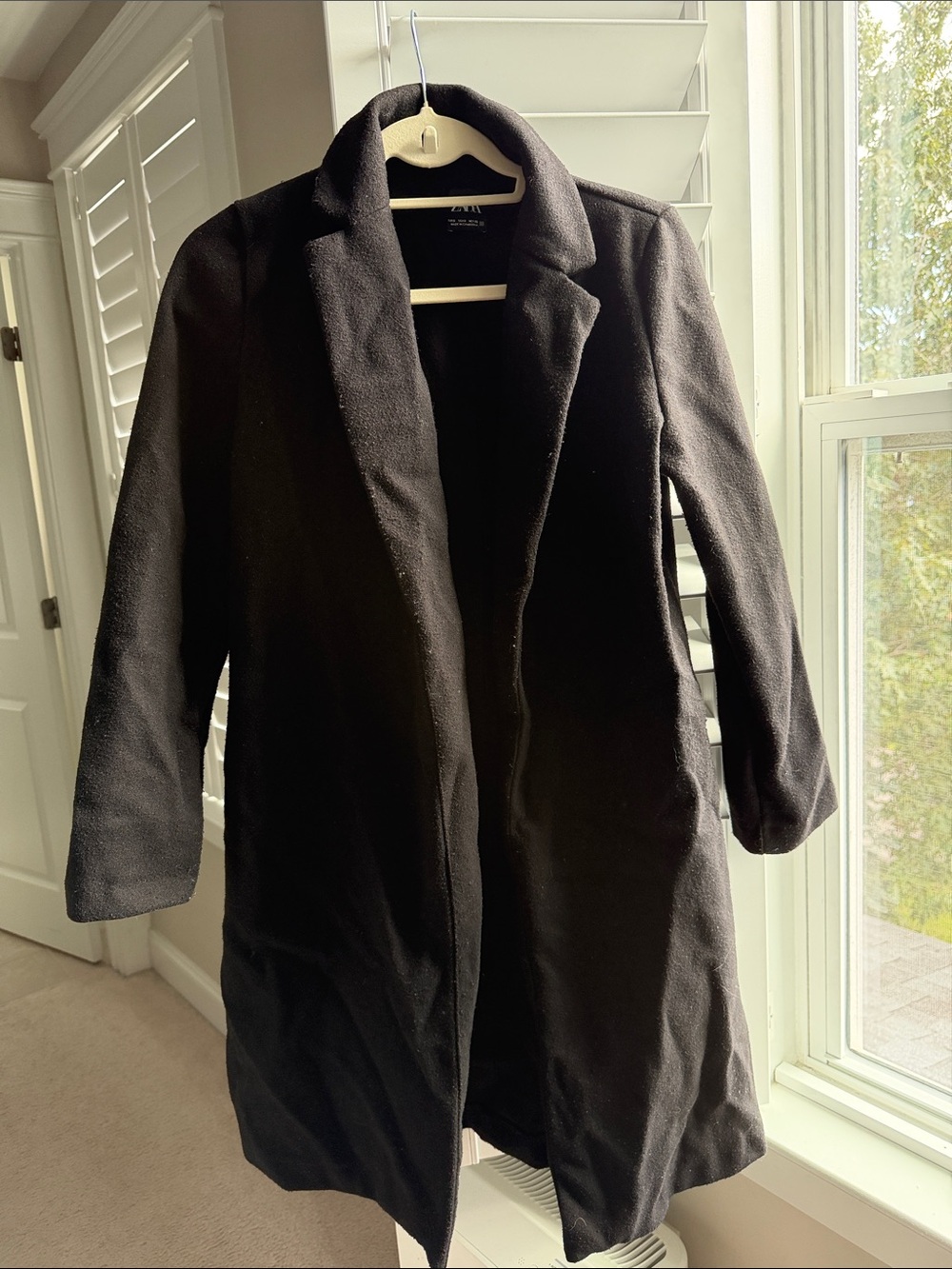Zara Black Trench Coat - Classic Open Front